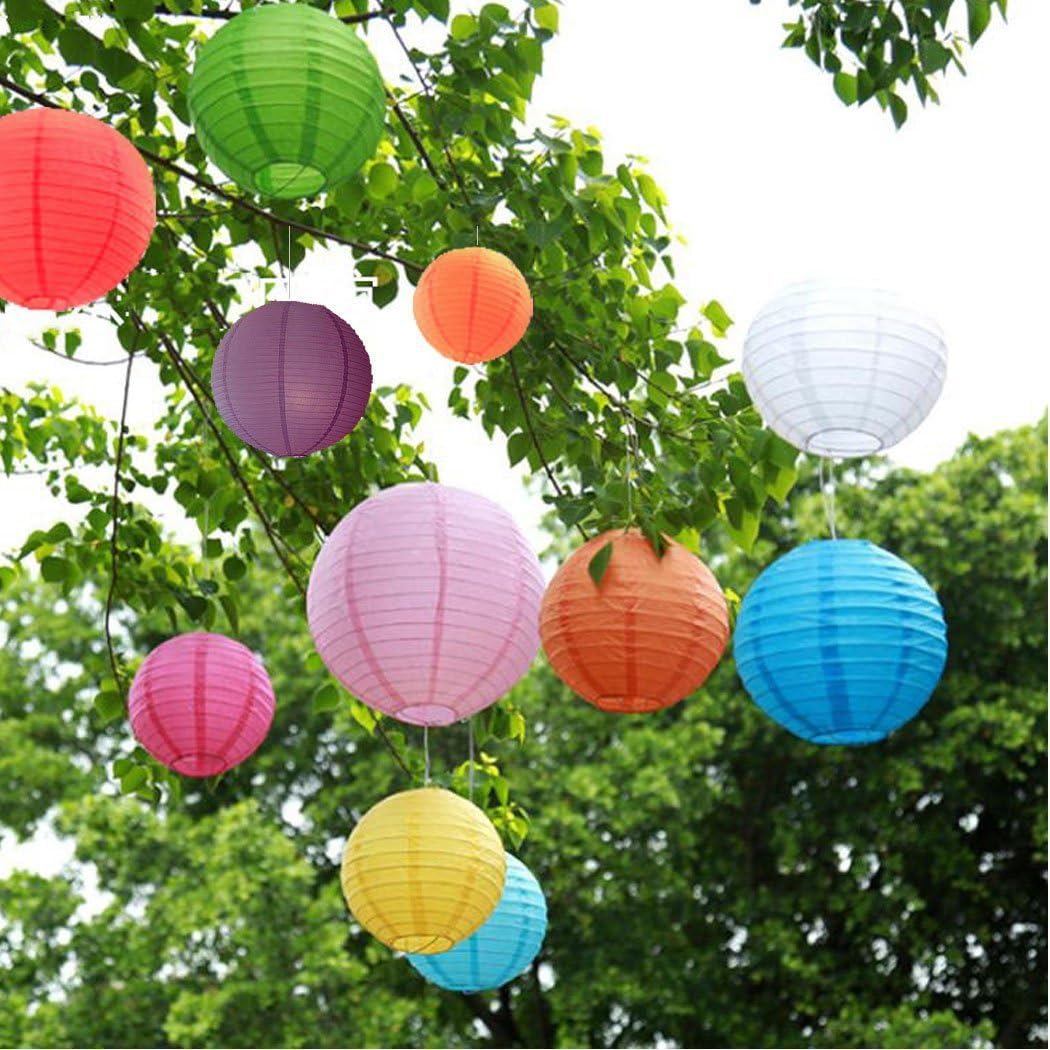 ZYOOO Lanterne en Papier Blanc,Lot de 10 Rondes Suspension Lanterne en Papier pour Mariage, Anniversaire, Fête Prénatale, Mariage, Décoration de Jardin