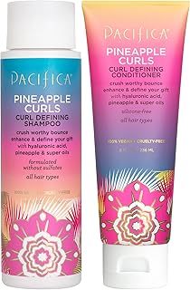 Pacifica Beauty Pineapple Curls Defining Shampoo + Pineapple Curls Defining Conditioner | Hyaluronic Acid | For Curly and Textured Hair | 100% Vegan & Cruelty Free | Sulfate, Silicone + Paraben Free