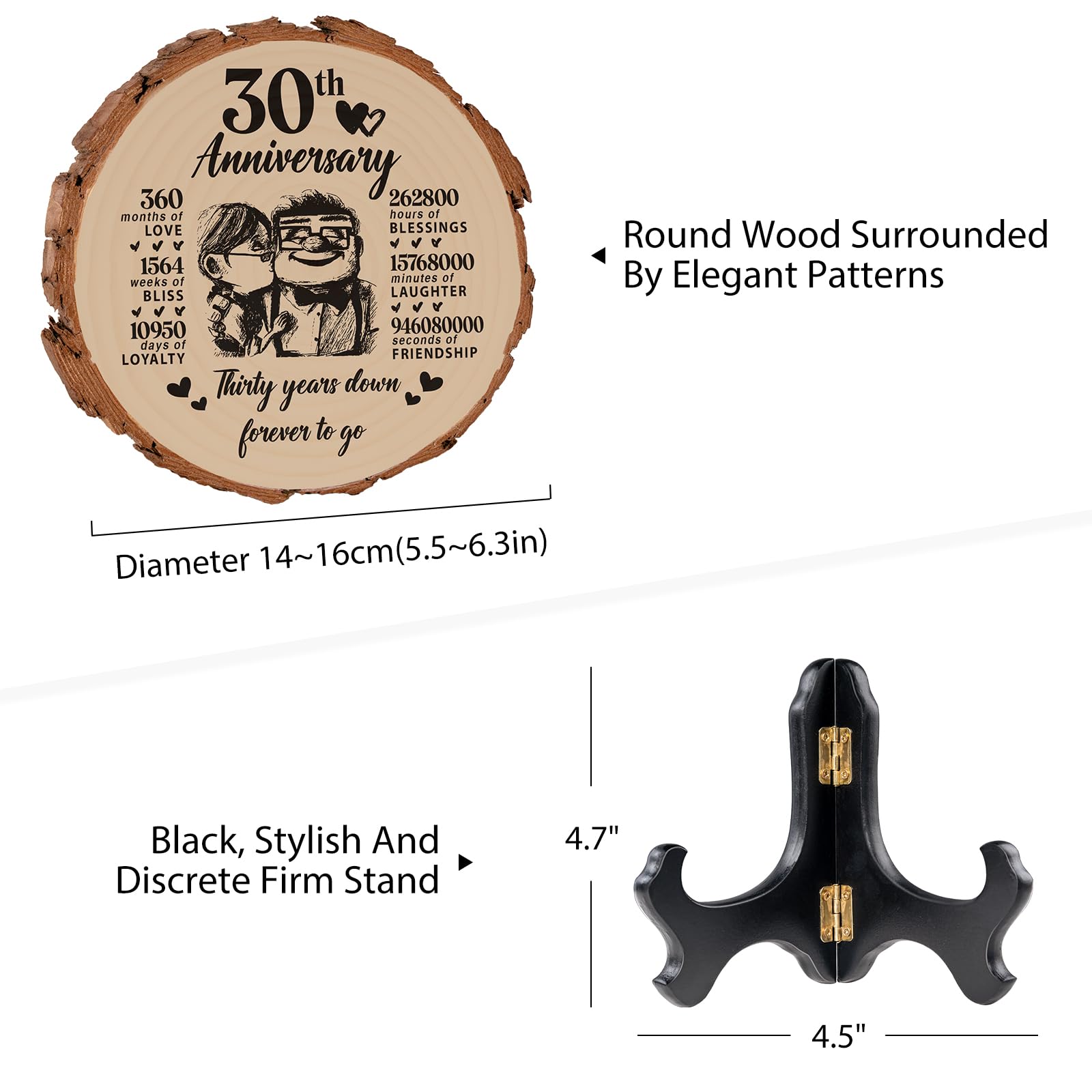 30th Wedding Anniversary Unique Gifts, 30th Anniversary Wooden Gifts for couple 30th Wedding Anniversary Decorations - Image 2