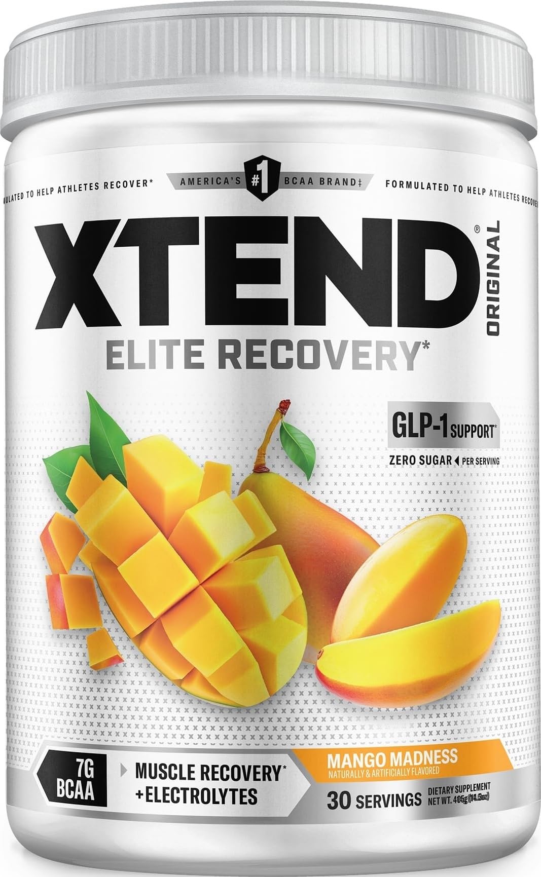 Xtend Original BCAA Powder with Zero Sugar, Mango Madness, 30 Servings Mango Madness 13.2 Ounce (Pack of 1)