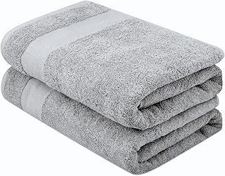 ATEN Homeware Supreme Egyptian Cotton Bath Towel Set – 2 Piece Set with 2 Extra Large Bath Towels 70 x 140 cm, Ultra Soft, Highly Absorbent, OEKO-TEX Certified, Made in Egypt (Grey)