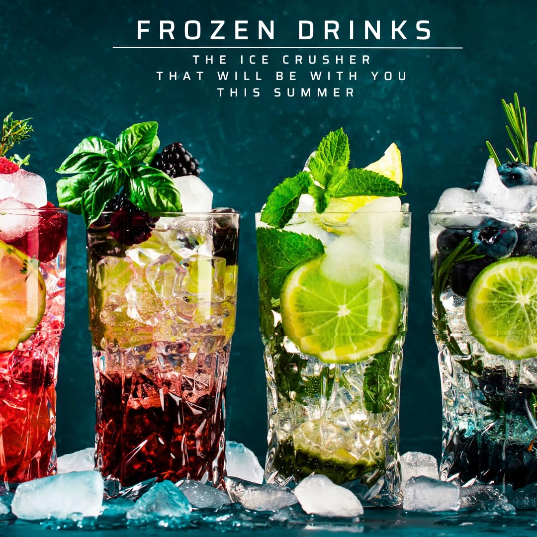 Tritaghiaccio Elettrico Frozen Drinks, Lama in Acciaio Inox, Capacità 1.1L Granita, Cocktail, Bevande Fredde, Combinati, Yogurt Ghiacciato, 30W