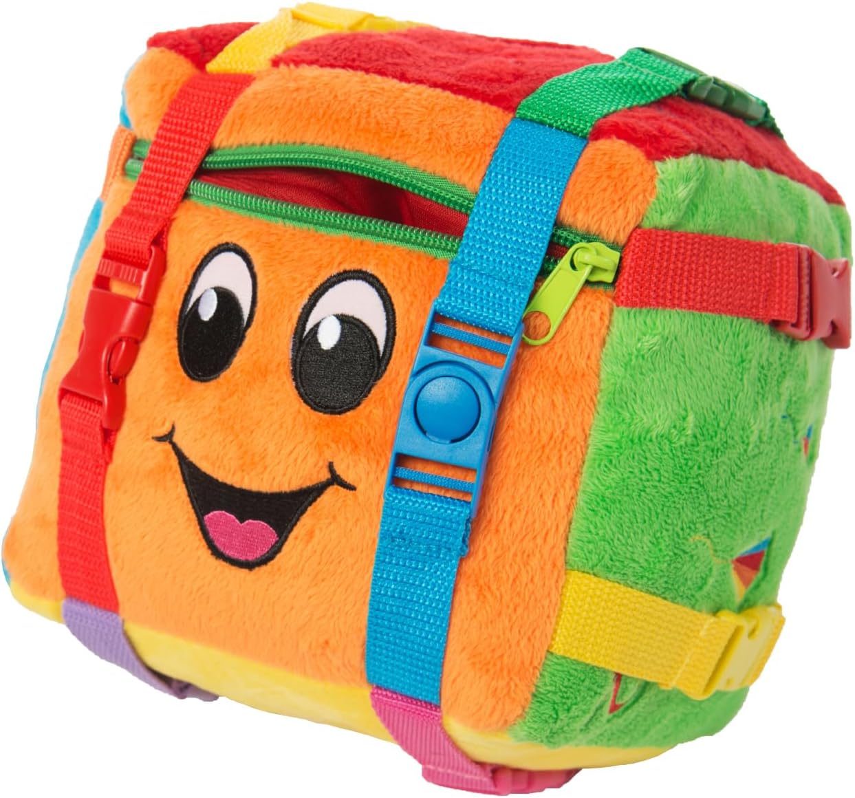 Buckle Toys - Bingo Cube - Toddler Plush Activity Toy - Develop Fine Motor Skills - Counting and Math - Storage for Small Items