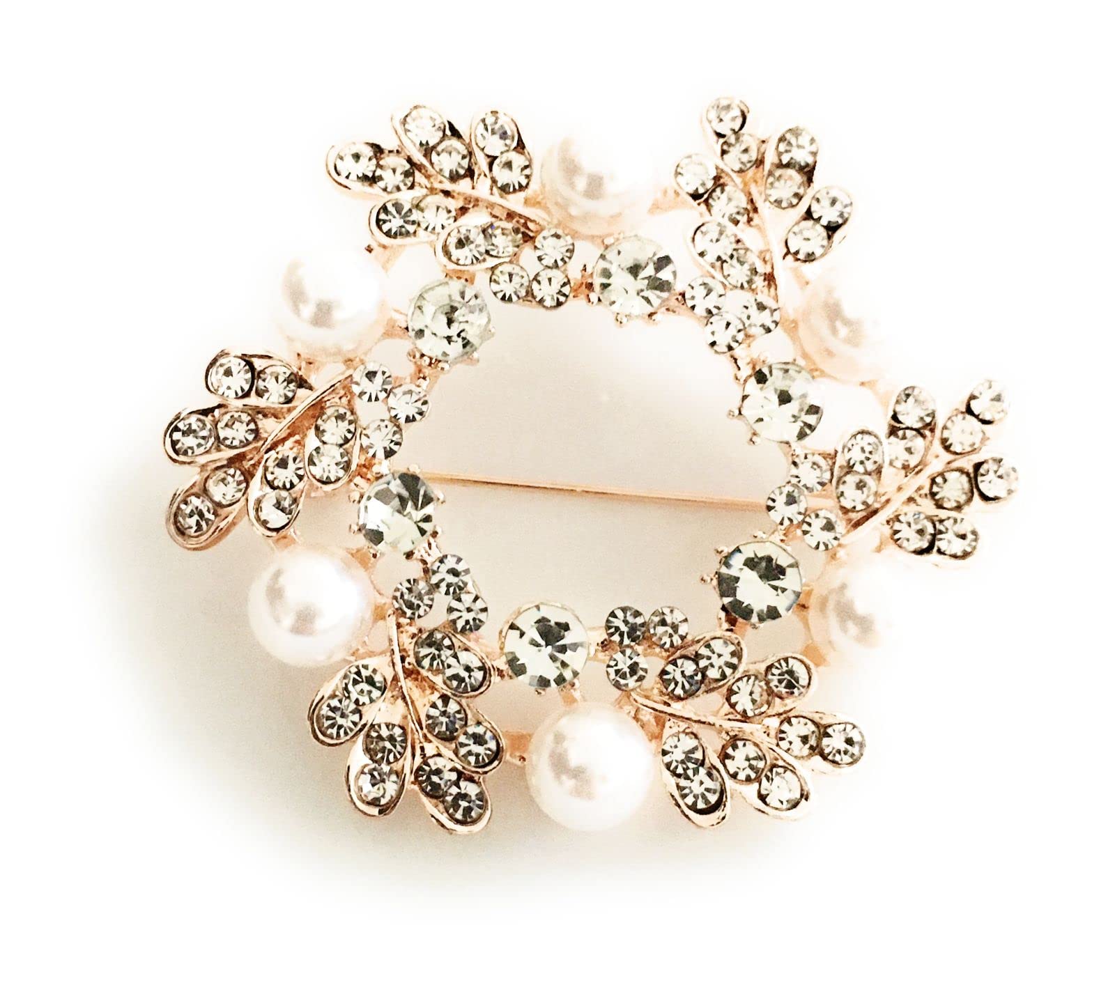 pearls brooch pins for women and girls round shape gold colour bridal saree pins (pack of 1) with white stones and pearls wedding party dress suit pins (B0C1NV43F9) Amazon Price History, Amazon Price Tracker