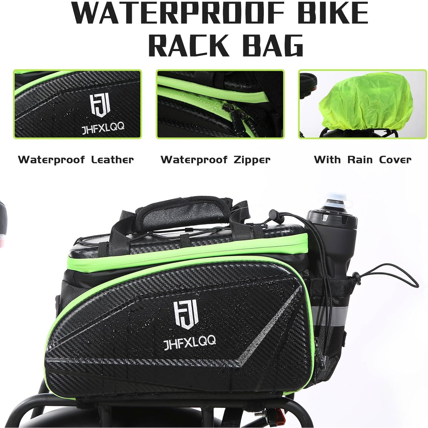 Bike Bag for Bicycle Rear Rack: 17L (Expandable to 35L) Large Capacity Hard Shell Electric Bike Trunk Saddle Bag Waterproof Leather Carbon Fiber Style - Panniers Bike Bags for Ebike and Bicycle