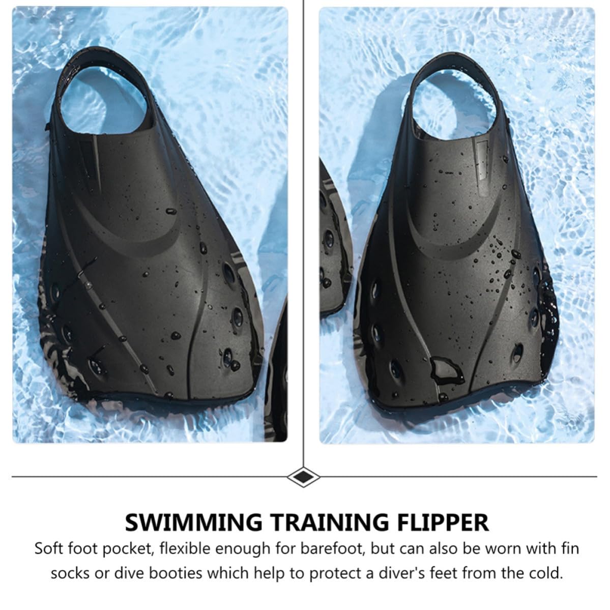 Pinne Corte Regolabili da Nuoto e Snorkeling, Divaricatore | Festa Estiva, Nero, Materiale Leggero Portatile, per Piscina e Mare, Non Facile da Deformare