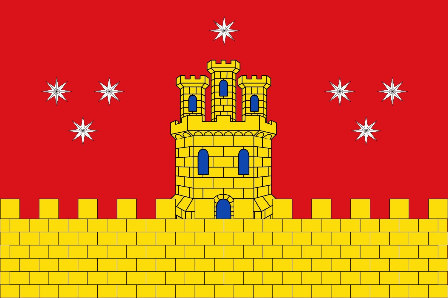 Drapeau XL Pedroche grand format avec finitions soignées du blason d'Espagne