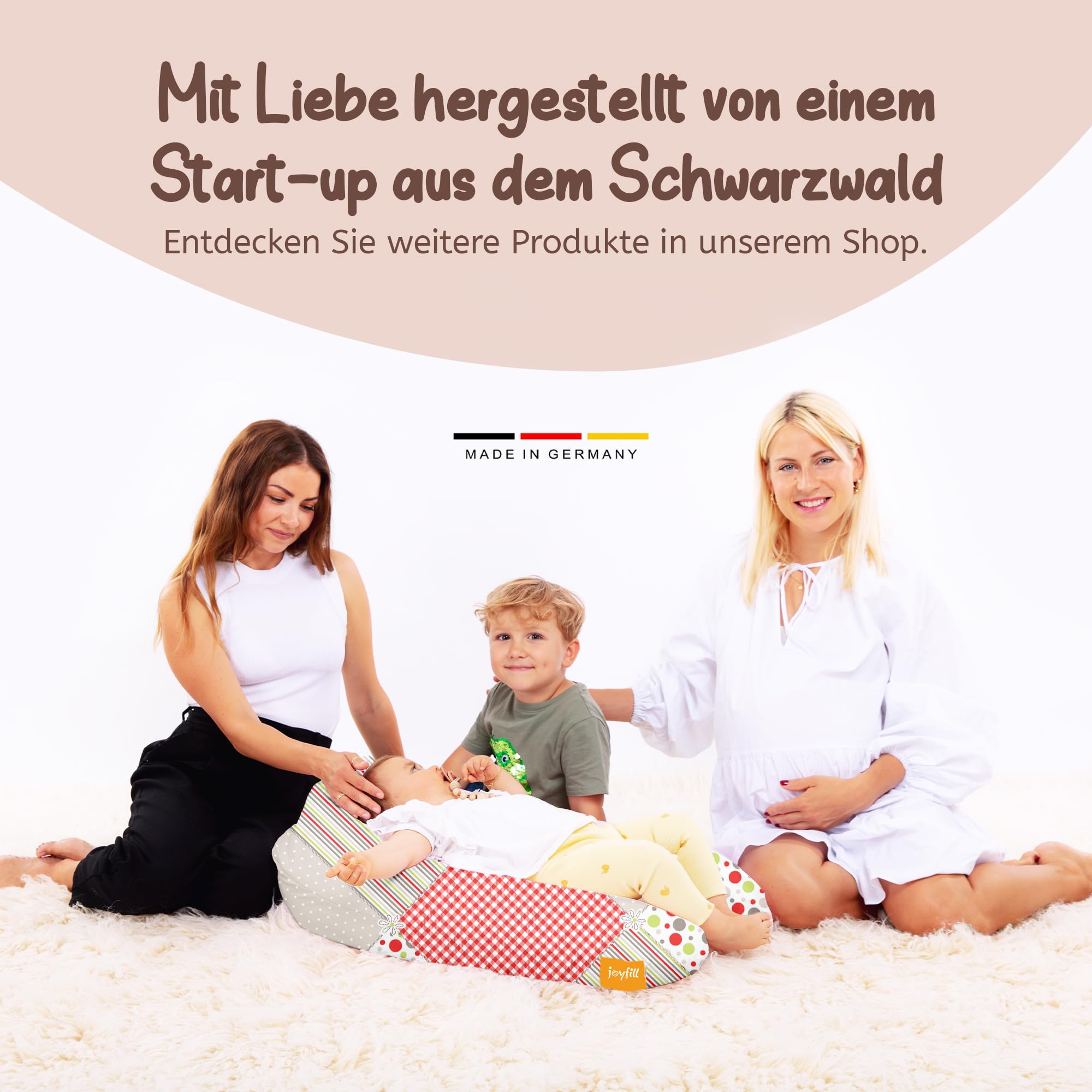 joyfill® Stillkissen Mikroperlen 190cm I Schwangerschaftskissen - Made in Germany I Ideal zum Schlafen & Stillen Dank Flüsterleiser & Bequemer Füllung (Patch, Stillkissen 170)