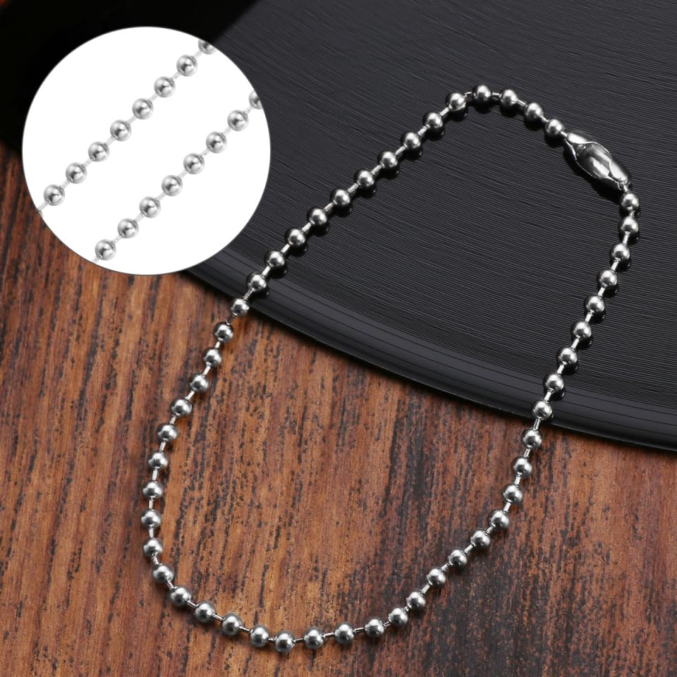 OUNONA Edelstahl Kugelkette 3 Meter Edelstahl Kette Silberkette LäNge 2.4 Mm Durchmesser Mit 10 Verbindern LäNgenverstellbar FüR DIY Schmuckherstellung SchlüSselanhäNger Und Bastelprojekte