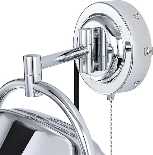 Miniatura 8 de Parrot Uncle Ventilador oscilante de montaje en pared de 10 pulgadas con brazo plegable y control de cadena de tracción, cromo pulido, diseño que