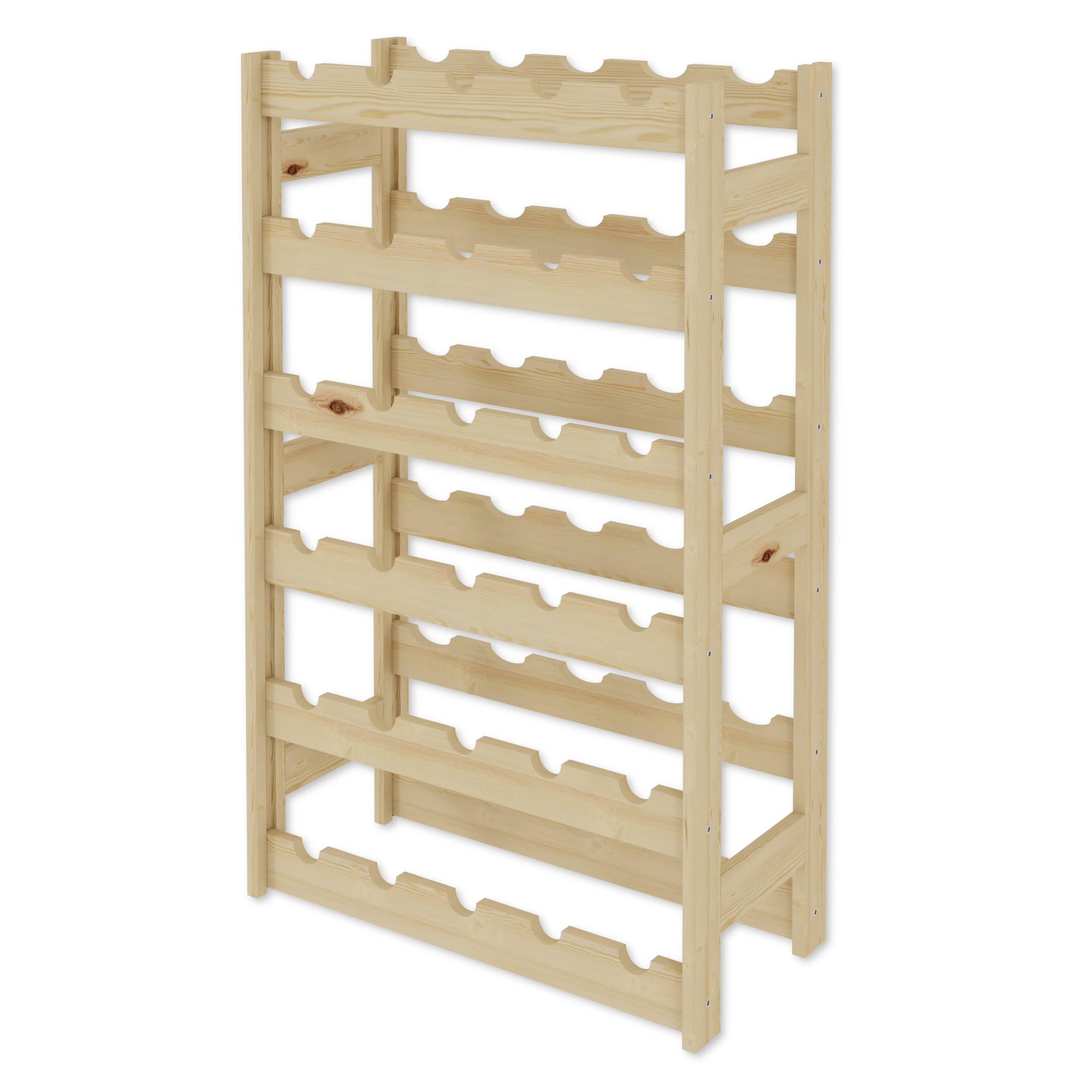 Lenmar Serie RW RW-1-30 - Portabottiglie in legno per bottiglie di vino naturale, 86 x 53 x 25, 6 lettini, per 30 bottiglie, vino, portabottiglie, cantina, mensole