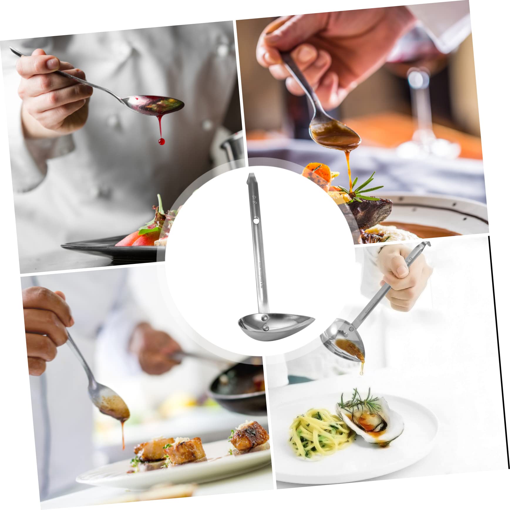 OUNONA 3piezas Cuchara De Salsa Inoxidable Para Decoración De y Salsas Cocina Utensilio De Mesa Resistente y Elegante