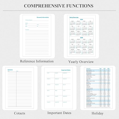 Miniatura 5 de Agenda 2024-2025, enero 2024-junio 2025, agenda semanal y mensual 2024-2025 con calcomanías, cierre elástico, bolsillo interior, esquina redonda,