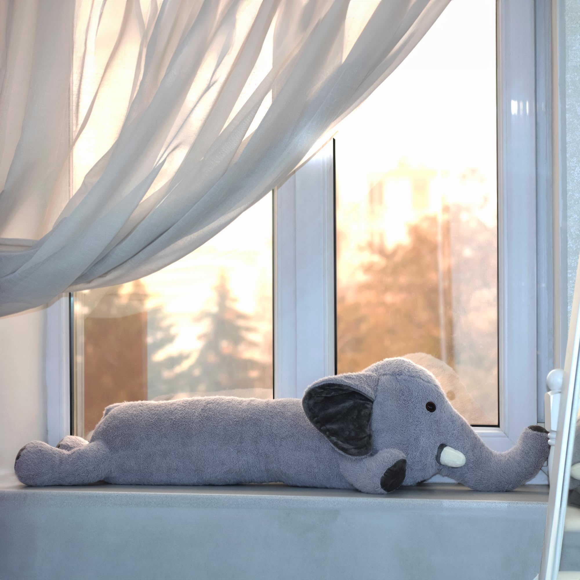 Seitenschläferkissen Elefant für Kinder, Kuschelkissen, Kuscheltier XXL Plüschtier, Stofftier, Schmusekissen, Grau 100cm