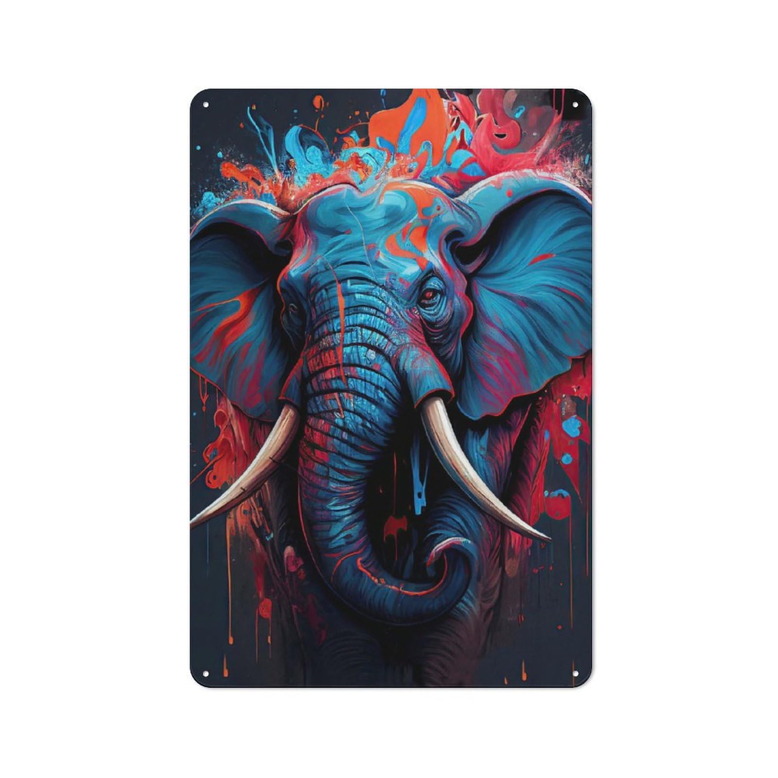 Junmoney The Graceful Elephant Decorative Tin Sign With Design 30X20cm, Classic Retro Room Decor For Kitchen, Hallway, Bar Or Small Cafe