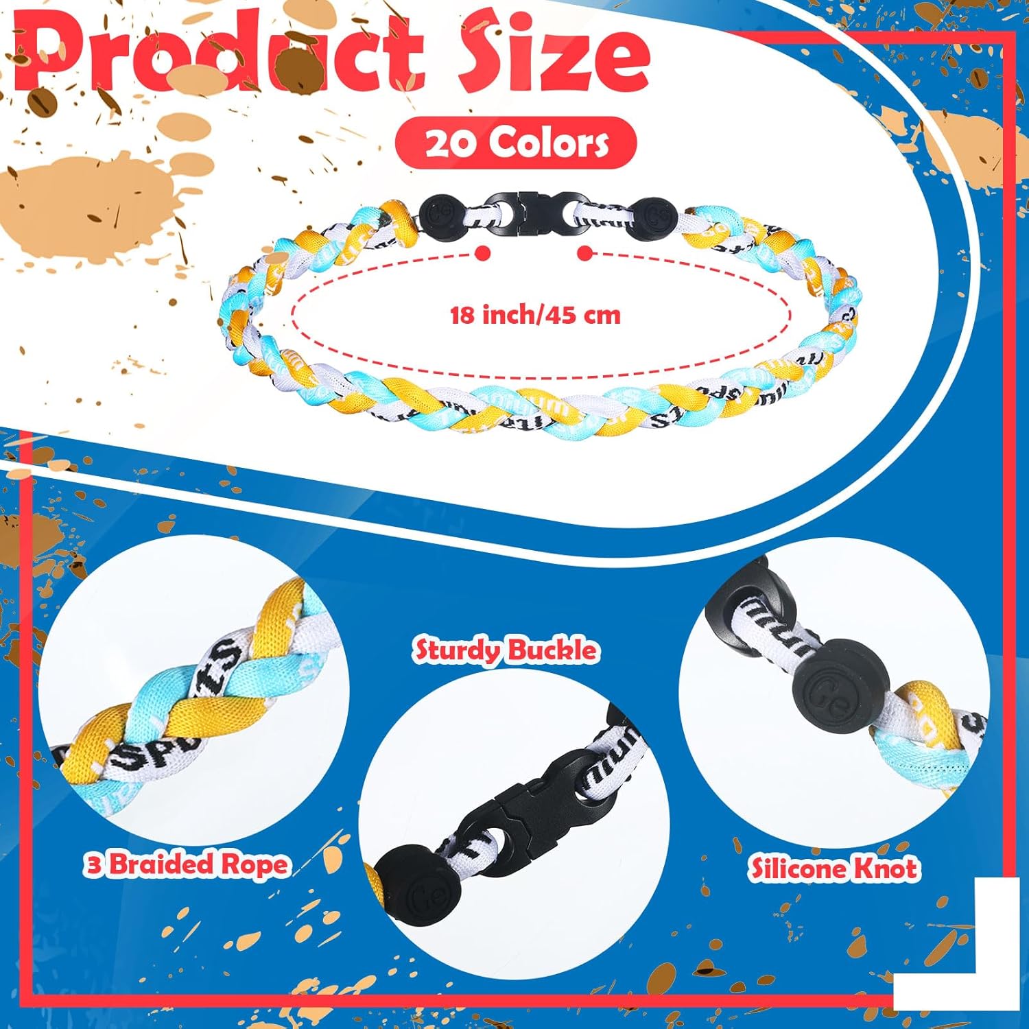 Ecally 20 Pieces Baseball Necklace 3 Braided Rope Tornado Necklace Sports Gifts for Men Player Fans Team Sports, 18 Inches - Image 2