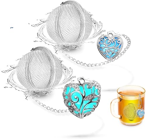 Miniatura 9 de NSTaygate 2 coladores de té con infusor de té para té suelto, amatista y cuarzo rosa, colgante de corazón de corazón de amor infinito, pareja hecha