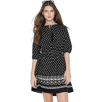 SERA Women's Crepe A-Line Midi Dress