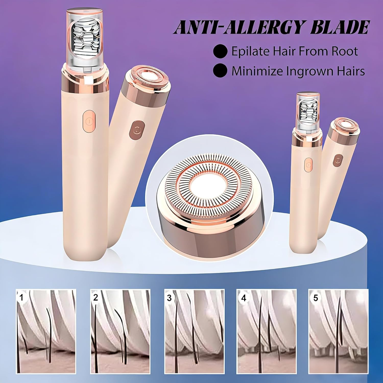 Depiladora Facial Mujer - Depiladora Facial EléCtrica Recargable 2 En 1 Con Luz Led, DepilacióN Precisa E Indolora Para Una Piel Suave En Rostro, Barbilla Y Labio Superior (Rosa)