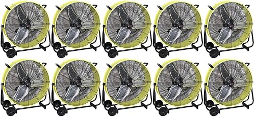 Miniatura 4 de K Tool International 77740-PL10 Ventilador de tambor de transmisión por correa de 24 pulgadas con ruedas, paleta de 10, alta velocidad, 2