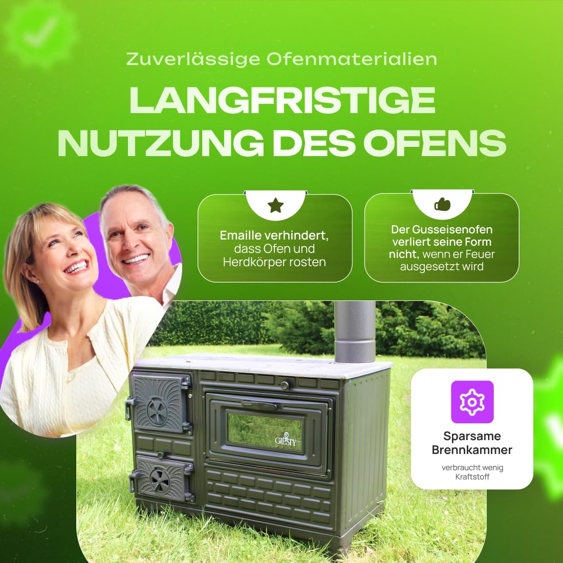 Cuisinière d'extérieur avec plaque en fonte – four de terrasse, cheminée de jardin, four à pizza et poêle à bois pour l’extérieur (Porte en fonte + 2 Tuyaux)