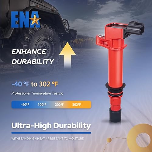 Miniatura 3 de ENA Juego de 6 bobinas de encendido rojas para UF270 56028138 compatible con Dodge Jeep Mitsubishi Dakota Durango 1500 Nitro Cherokee Commander
