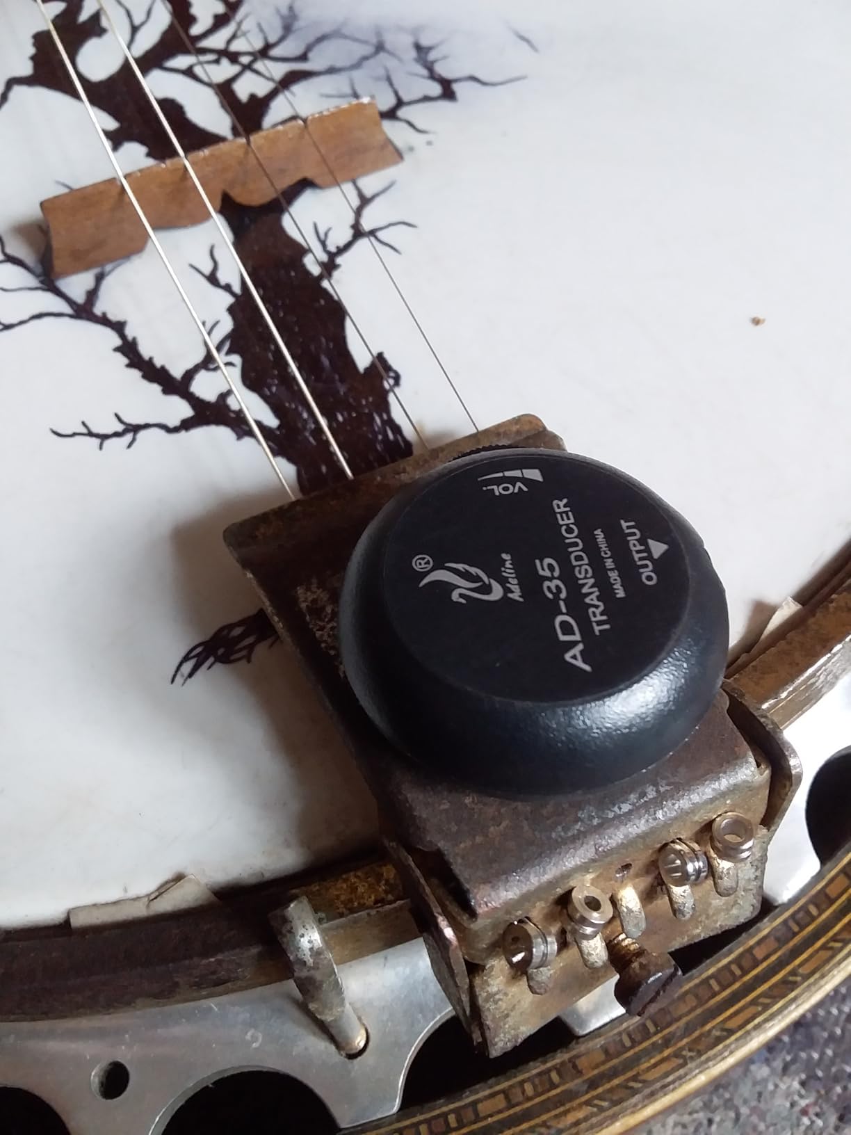 Adeline AD-35 Mini Micro Piezo Contact Pour Guitare Acoustique - Transducteur Avec Câble 3m