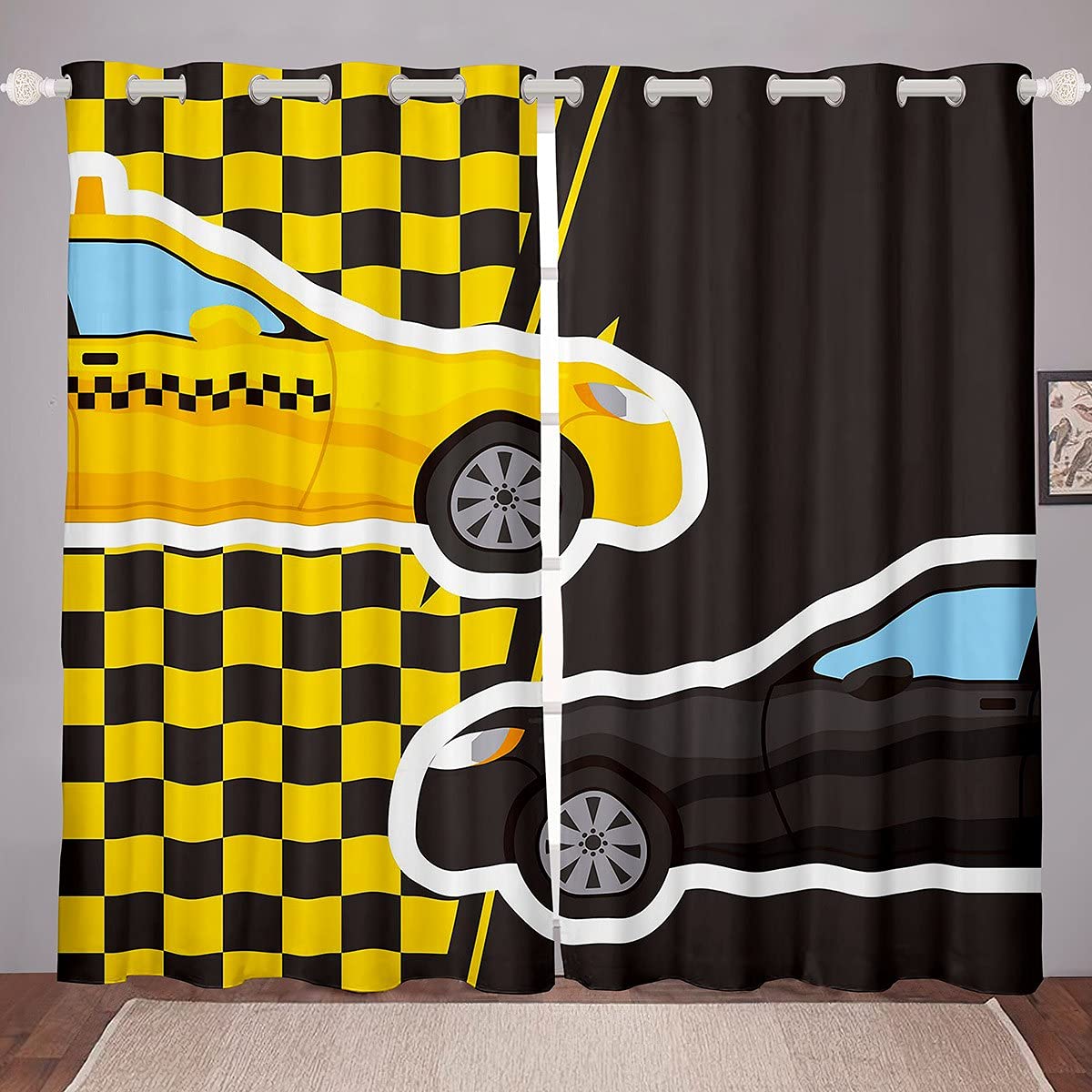 Cortinas de Coches Lindos para niños, Deportes, Carreras, Ventanas, para niños, Adolescentes, Deportes, Ventanas, Ventanas, para Dormitorio, Sala de Estar, vehículos de Dibujos Animados, tratamientos