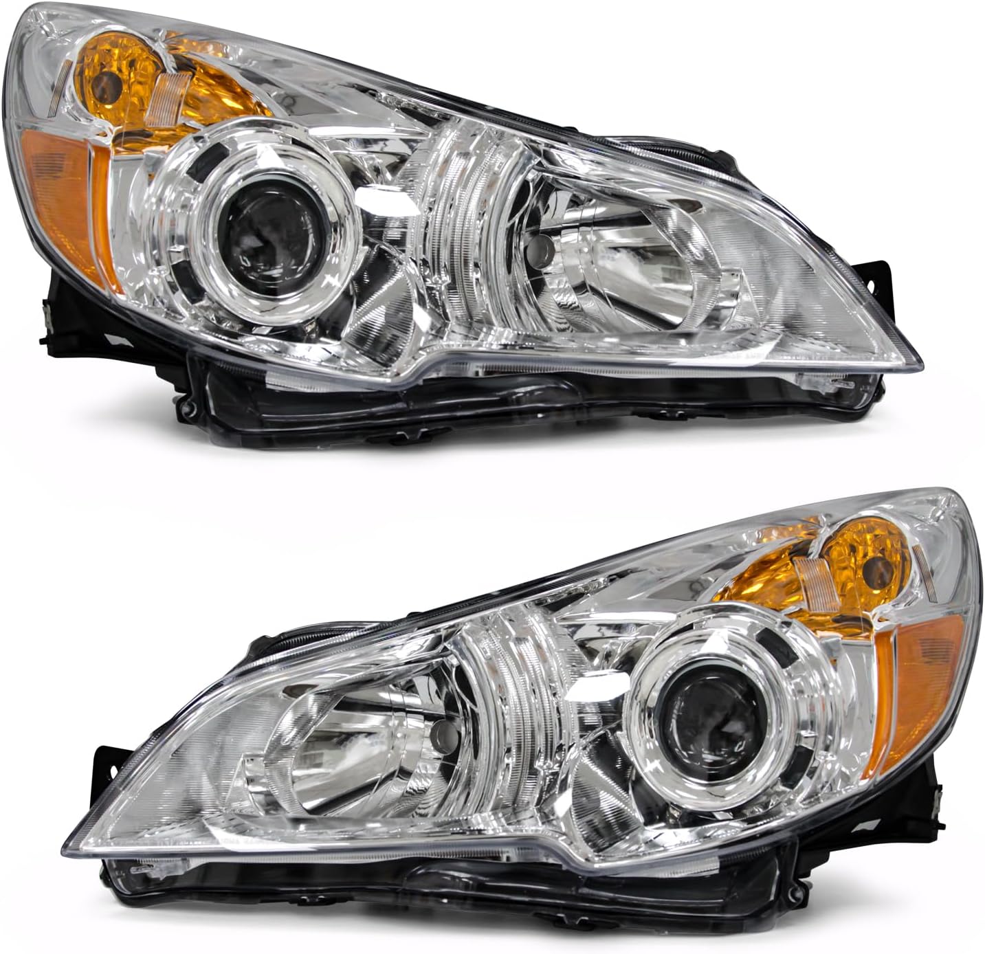 AS for 2010 2011 2012 2013 2014 Legacy/Outback Headlights Assembly Compatible with 2010-2014 Subaru Legacy/Outback Chrome Housing Clear Reflector Replacement Driver and Passenger Side
