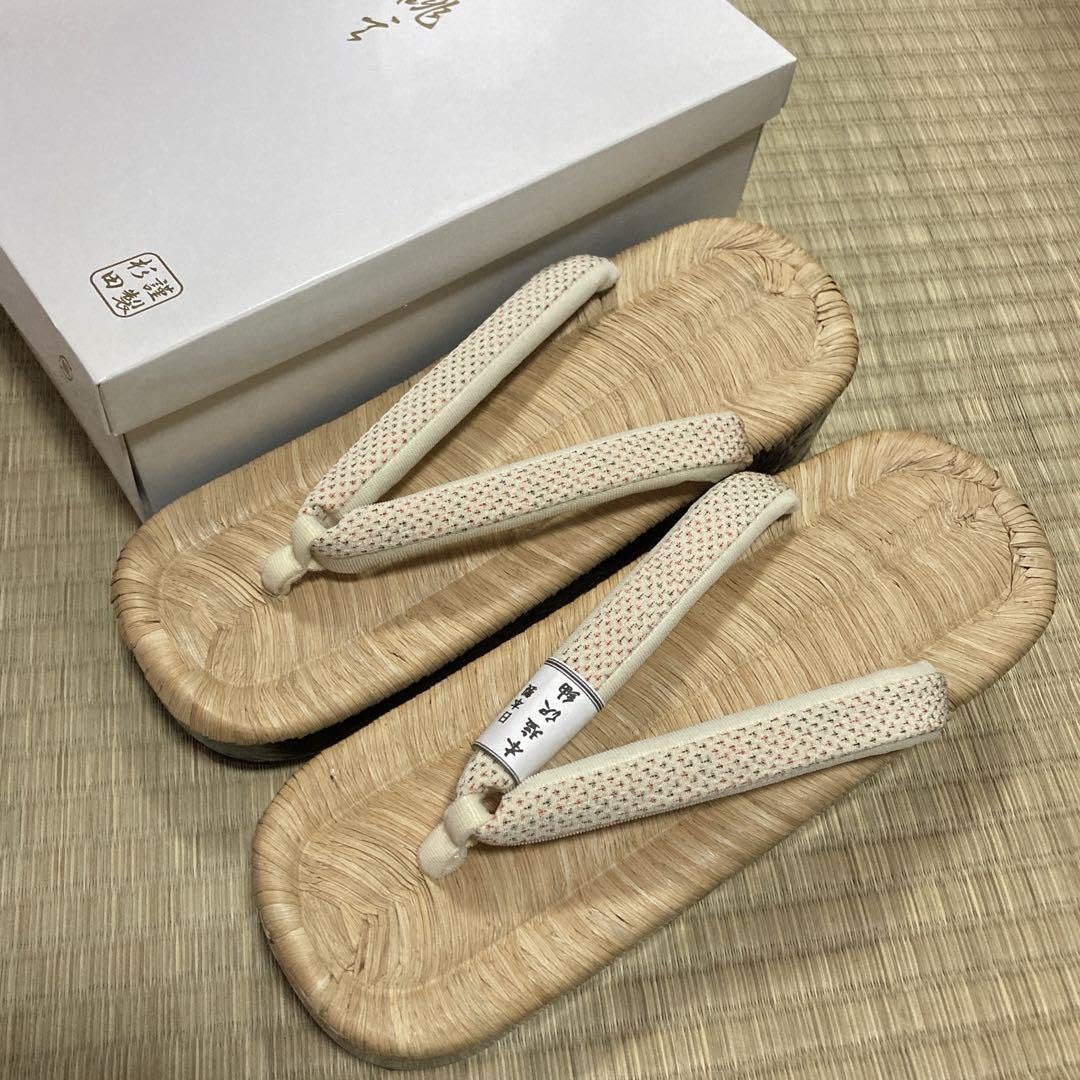 Amazon.co.jp: 畳表 船形 草履 桐下駄 鎌倉彫 鼻緒 本塩沢紬 ᒪサイズ 