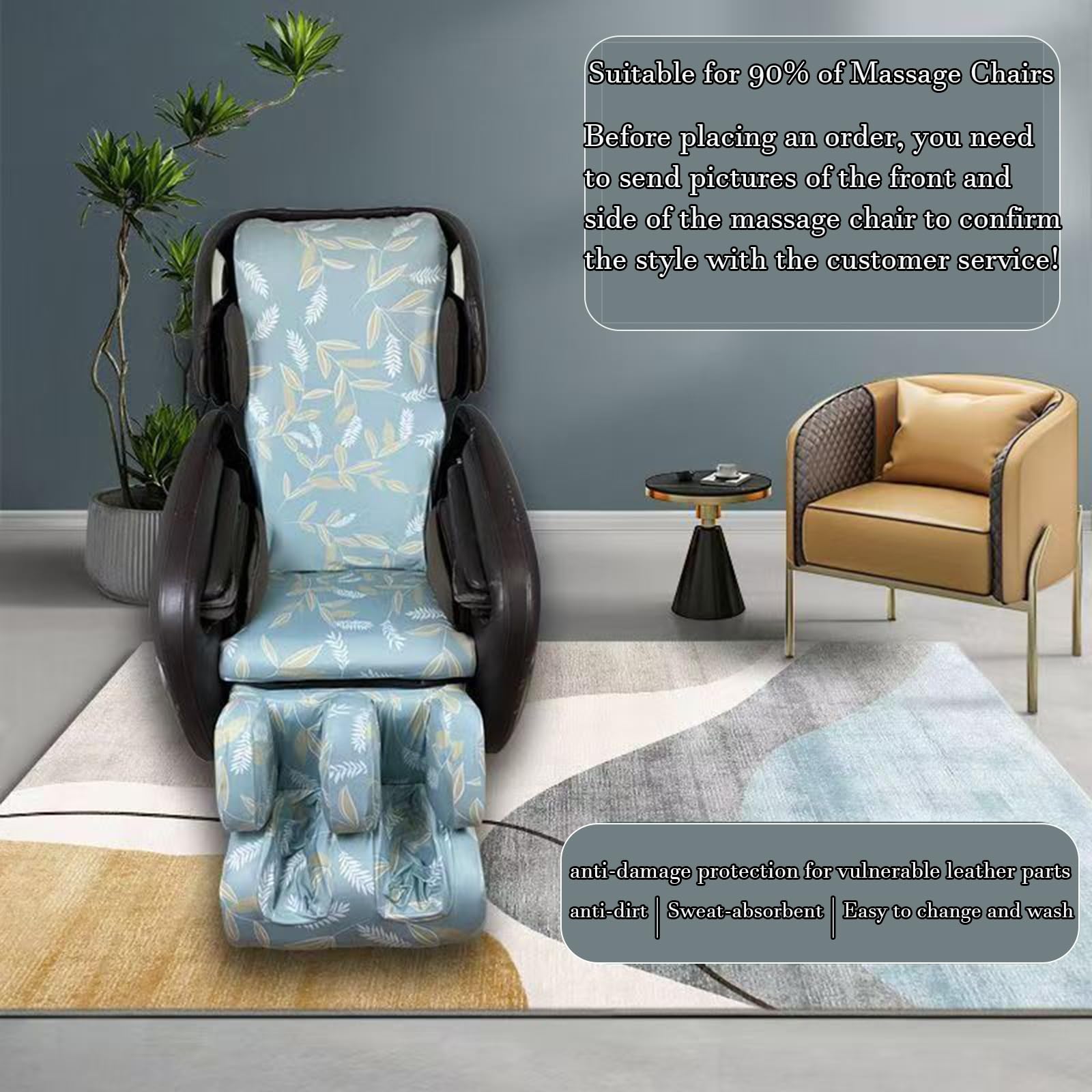 Stretch Massagesessel Bezug,Ganzkörper-Shiatsu Zero Gravity Staubdichter Schutzbezug für Massagesessel Einzelliegestuhl SchutzhüLle Kratzfest Waschbar(Light Khaki)
