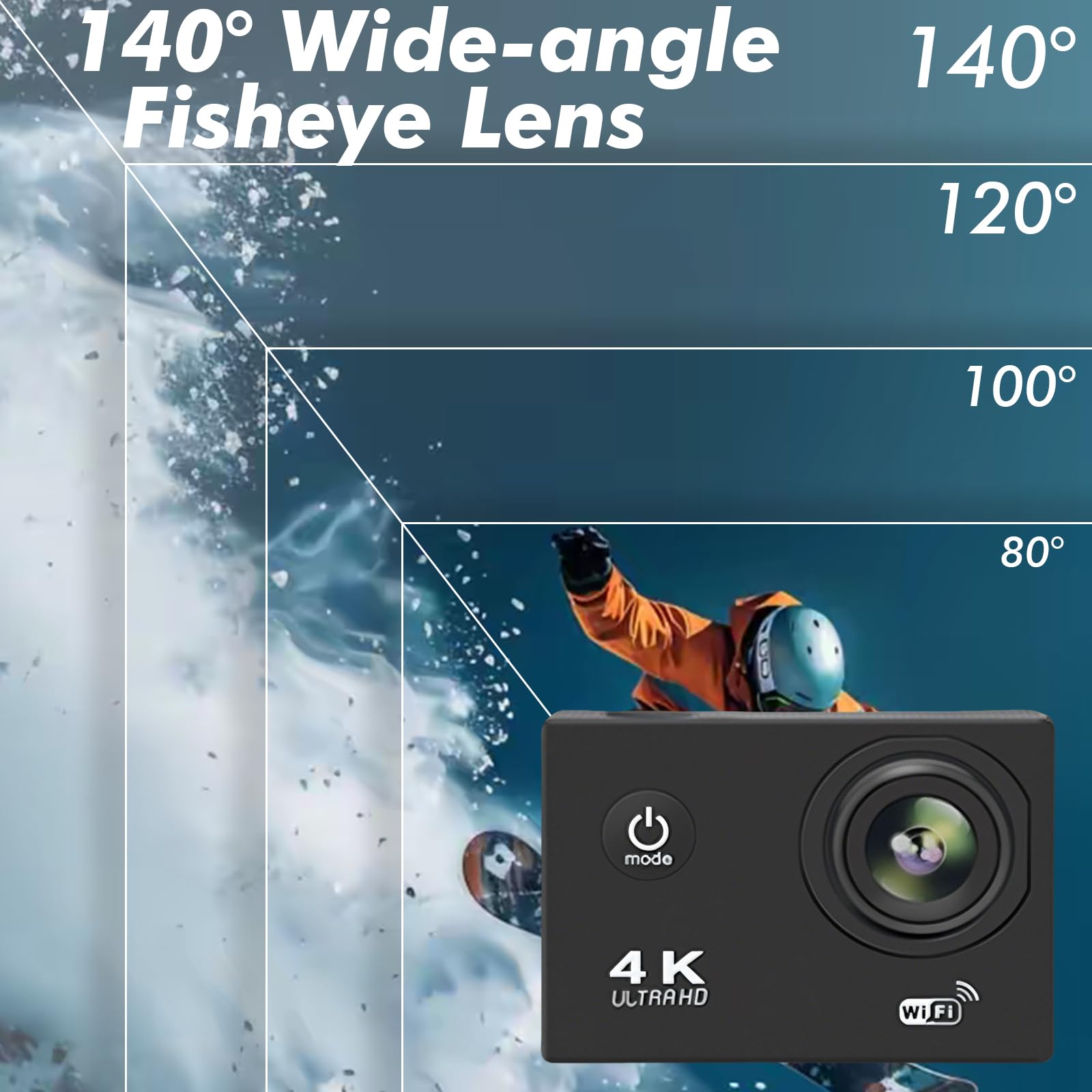 Action Cam 720P 30FPS mit 64GB Karte,20MP Unterwasserkamera bis 40m, Touchscreen,140° Weitwinkel Sportkamera,EIS Stabilisierung & WLAN für Fahrrad, Schnorcheln,Motorrad