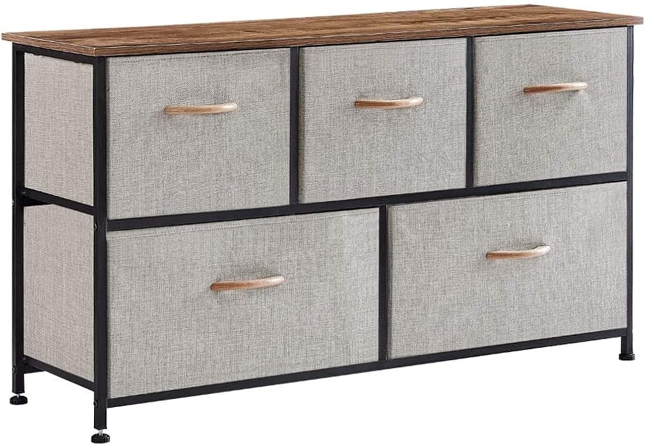 QXQX 5 Drawer Horizontal Storage Light Gray,Gray