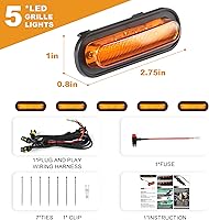 Vista 2 de 5 luces LED delanteras para parrilla compatibles con accesorios Ford Bronco 2021 2022 2023 2024 2/4 puertas Badlands Wildtrak Everglades y primera