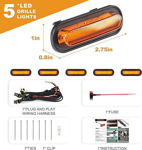 Miniatura 2 de 5 luces LED delanteras para parrilla compatibles con accesorios Ford Bronco 2021 2022 2023 2024 2/4 puertas Badlands Wildtrak Everglades y primera