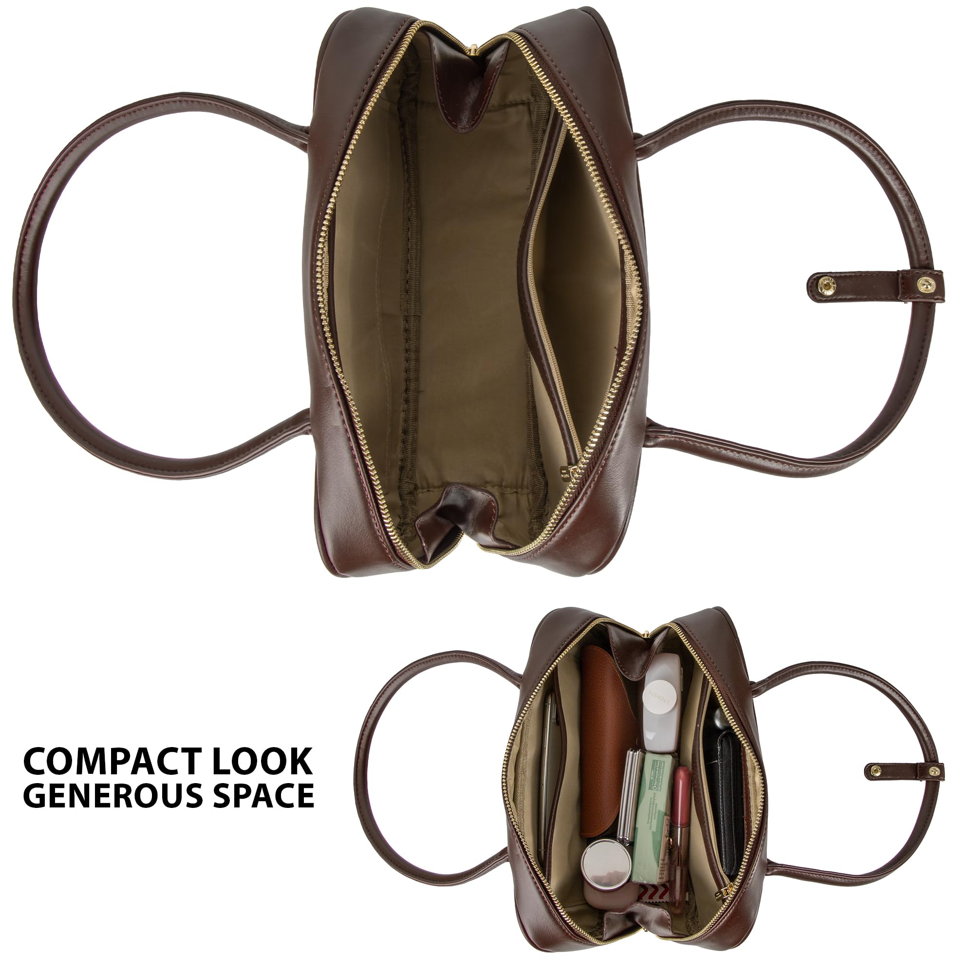 Woodland Leathers Borsa a mano da donna, borsa a tracolla in ecopelle patchwork per donne, elegante mix di pelle scamosciata e morbida toppa lavorata su borsa baguette firmata