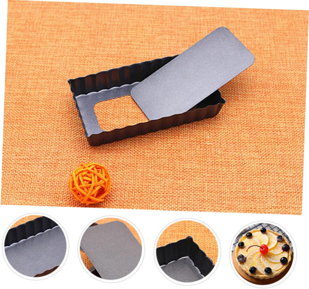 4 Inch Rectangular Non Stick Pie Tart Pan Carbon Steel with Removable