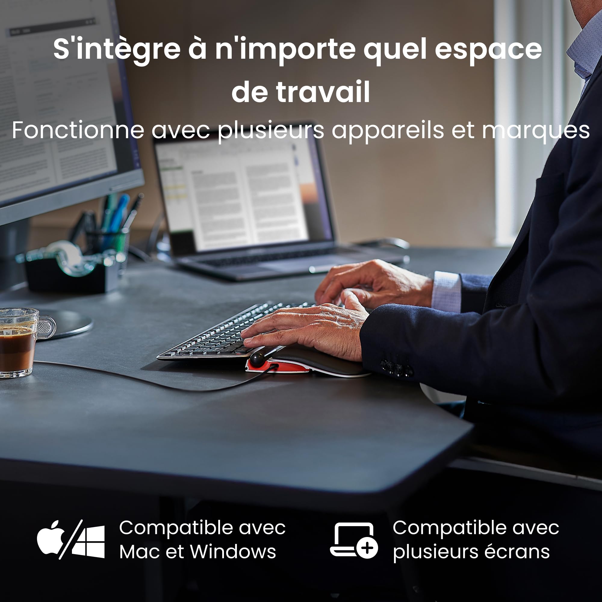 Contour RollerMouse Red Souris Ergonomique avec Repose-Paume Mousse à mémoire, prévenir lesTMS soulager Canal carpien, Compatible Mac PC Souris ambidextre - avec Fil - Plus