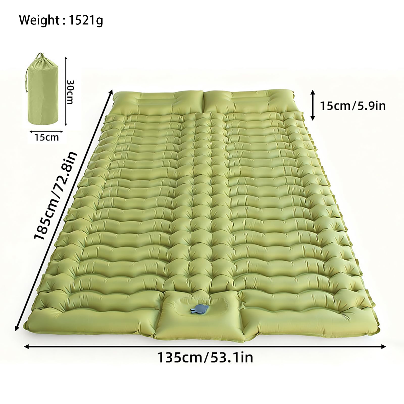 Colchoneta Doble De Camping Autoinflable Extra Gruesa con Almohadas Integradas Y Bomba De Pie Integrada, Colchoneta Inflable Portátil para Senderismo Viajes Y Festivales