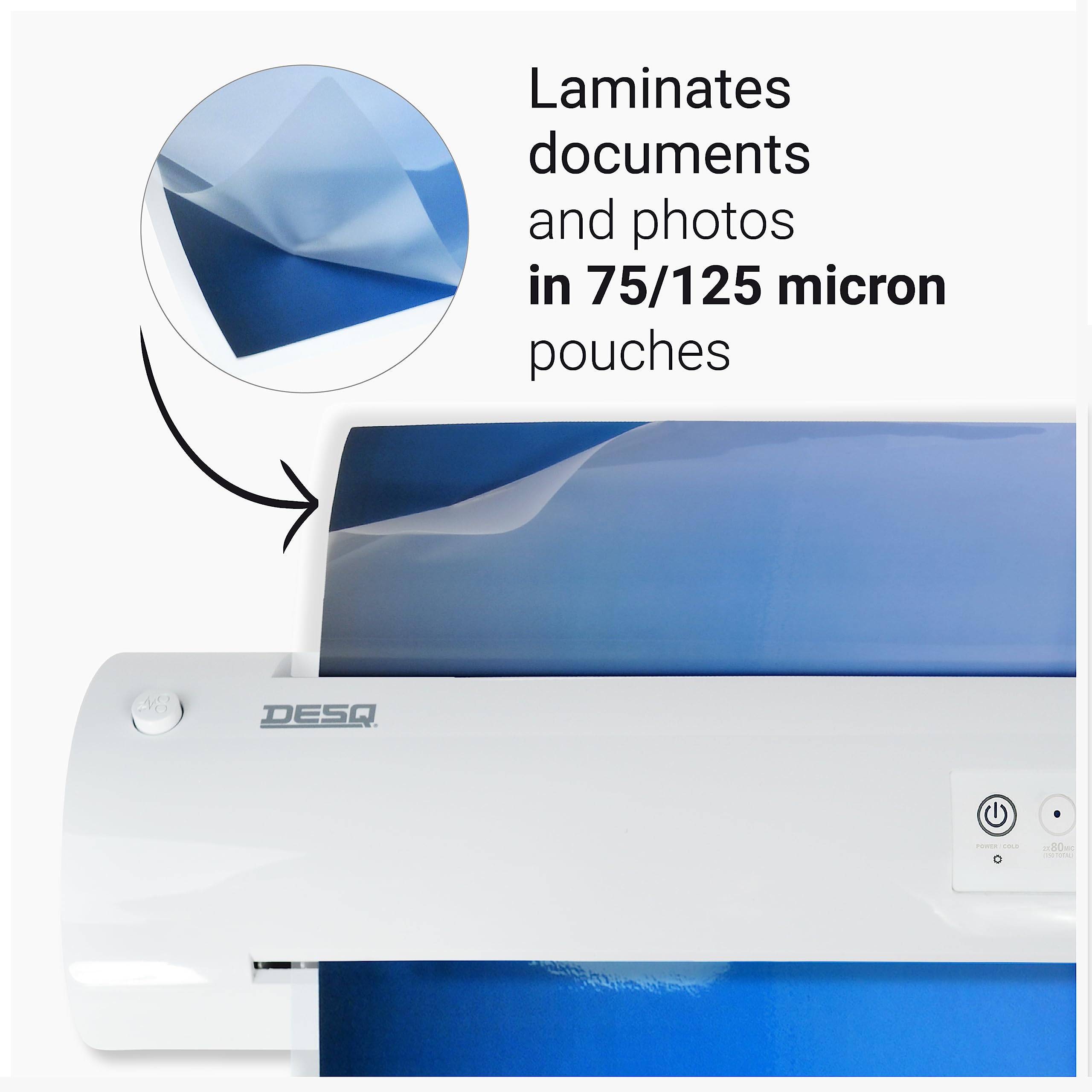 DESQ Plastificatrice A3 Bussiness Classy, per 75-125 micron, Jam Free, 30 sec. Tempo di preriscaldamento, ad alta velocità, per ufficio e scuola