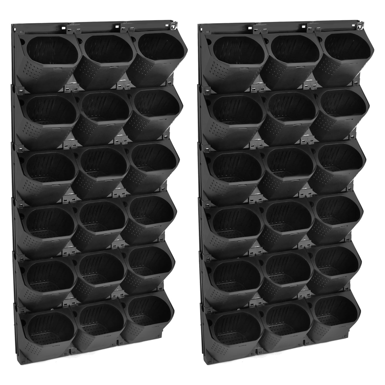 Pianta da parete, vaso da giardino verticale, modulo per piante da giardino, balcone, 36 vasi, 12 pezzi, 50 x 14,5 x 16,6 cm, per interni ed esterni, per fiori, verdure, erbe aromatiche (nero)