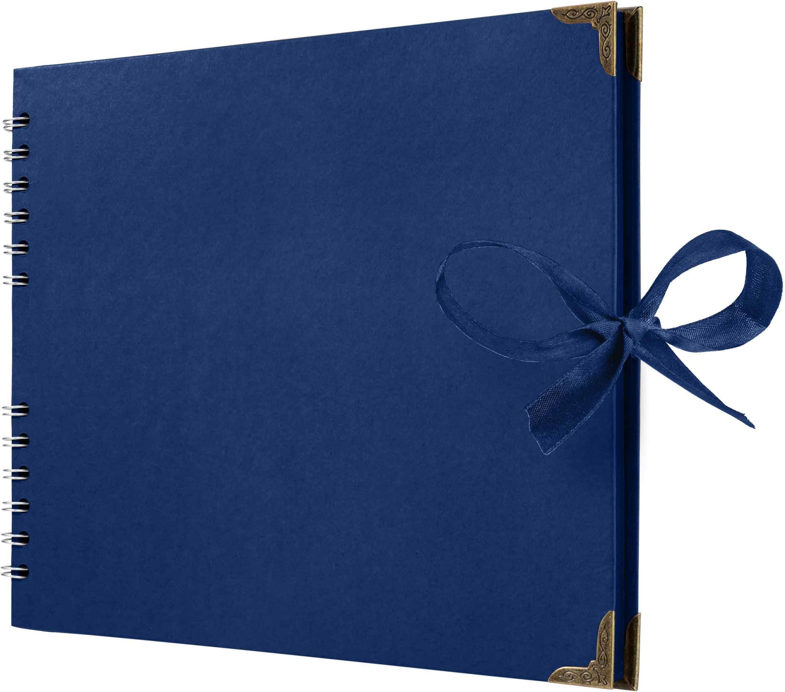 Bstorify Square Scrapbook Photo Albums 50 Pages (28 x 22 Cm) Blue Thick Paper, Hardcover, Ribbon Closure - Ideal for Your Scrapbooking Albums, Art & Craft Projects (Blue, 28 x 22 Cm)