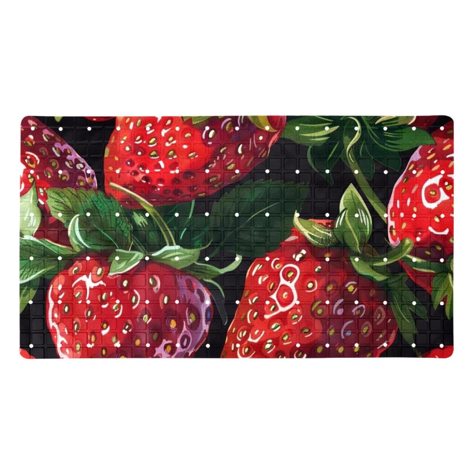 Tapis de bain antidérapant fraise rouge séchage rapide extra long pour douche