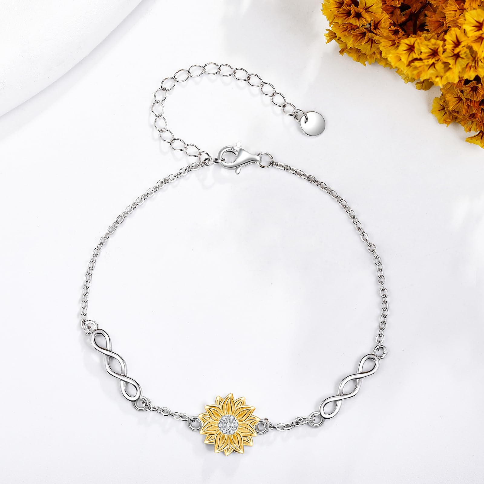 POPLYKE Paw Print/Moos Achat/Kreuz Armband Sterling Silber Verstellbare Armband für Damen Schmuck für Mama