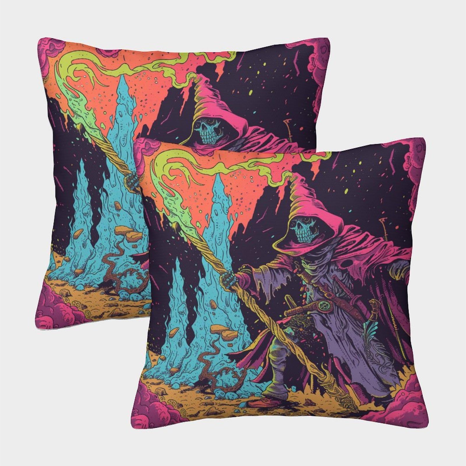 TNFHSOFT Set of 2 Heavy Metal Throw Pillow Covers 3D Print Cushion Case for Home Living Room Decor Decorative Throw Cushion Case 45x45cm
