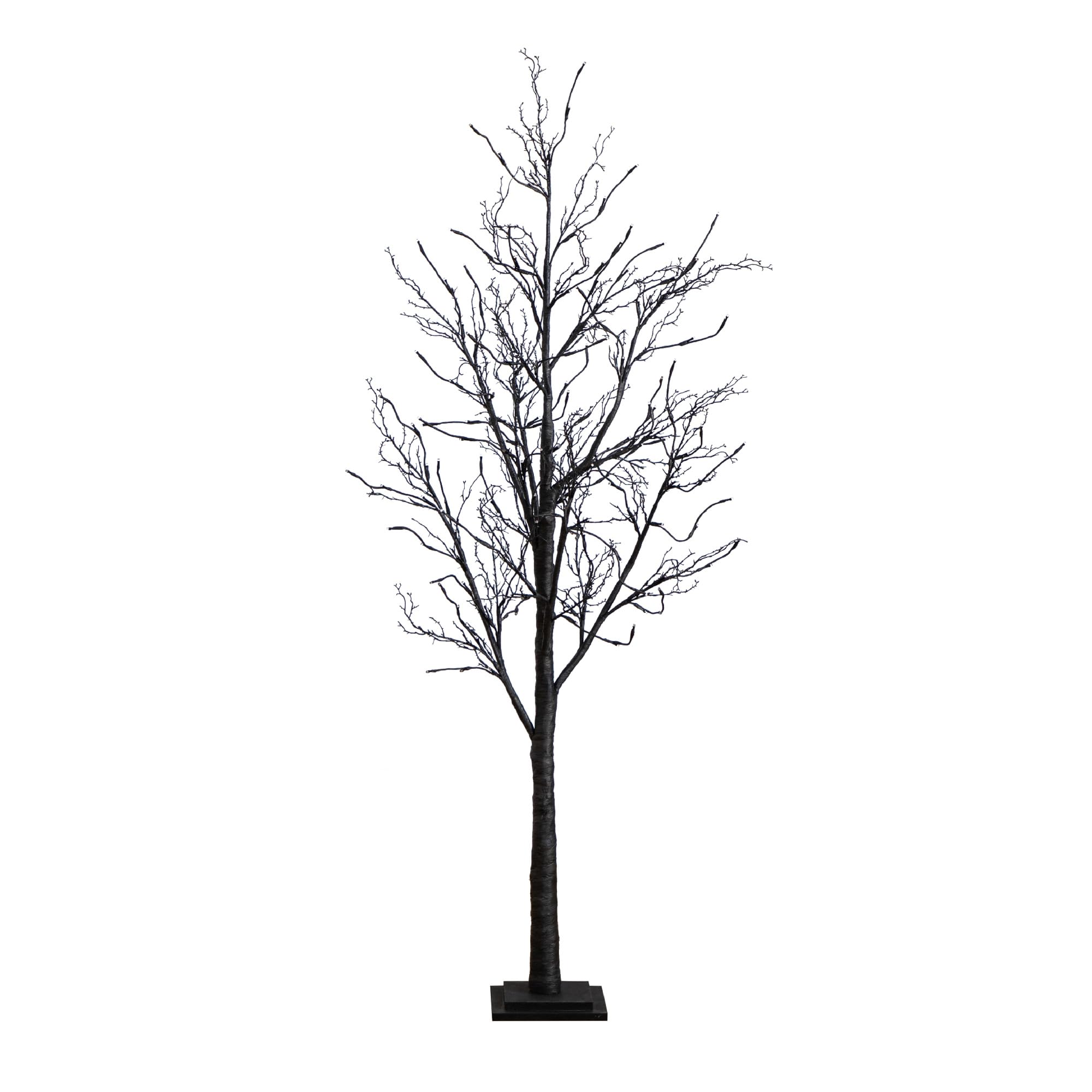 Nearly Natural 6ft. Pre-Lit Halloween Black Twig Artificial Fall Tree with 300 Orange and Purple LED Lights