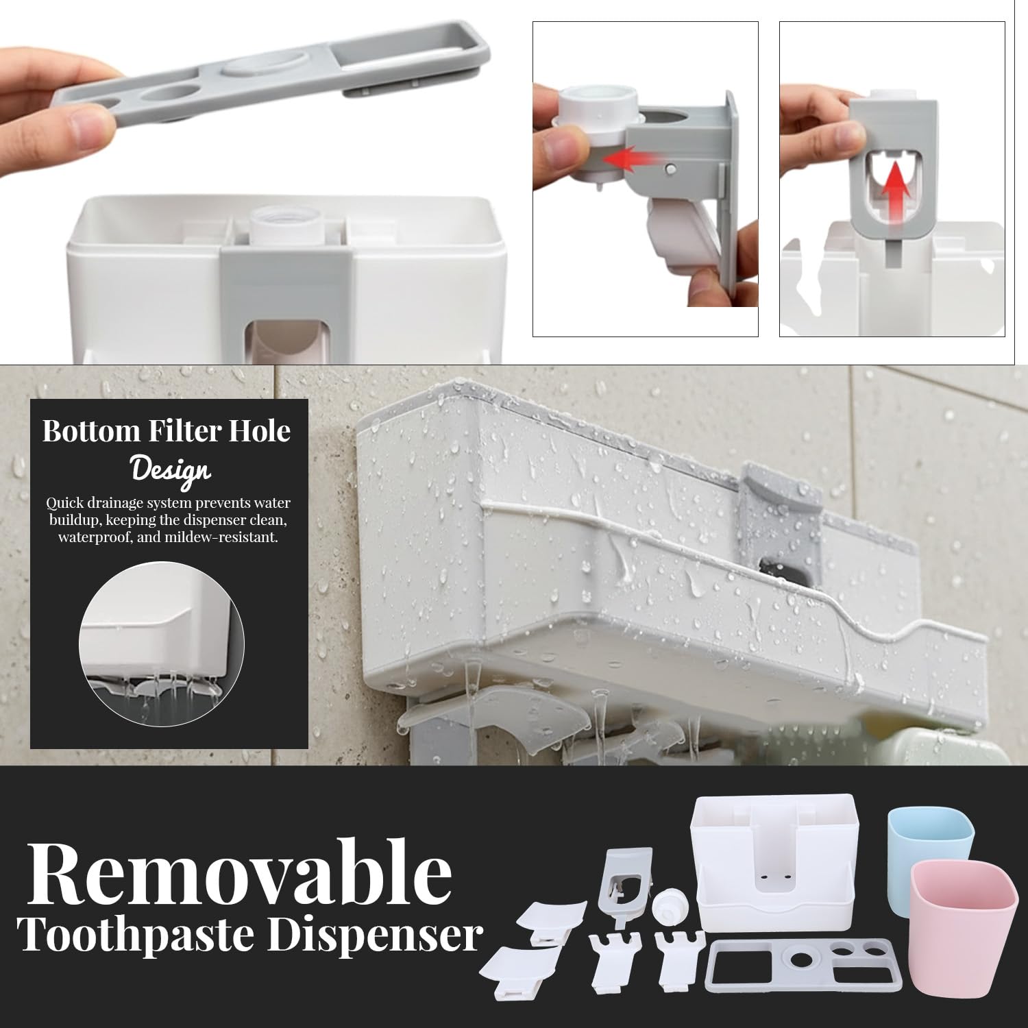 Tyzag Plastic Tooth Brush Holders for Bathroom, Toothbrush Holders, Toothbrush Holders for Bathroom Wall Mounted, Toothpaste Holder Wall Mounted (2 Cups) - White 4