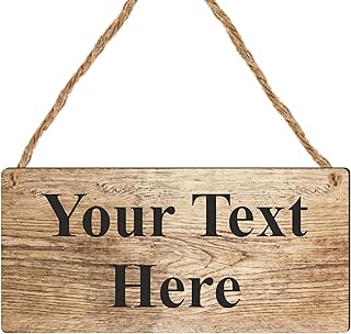 Pixie's Gifts Personalised Hanging Plaque Your Custom Text Brown Rustic Farmhouse Decorative Wooden Door Wall Sign Home Decor Add Any Message (Your text here Brown)