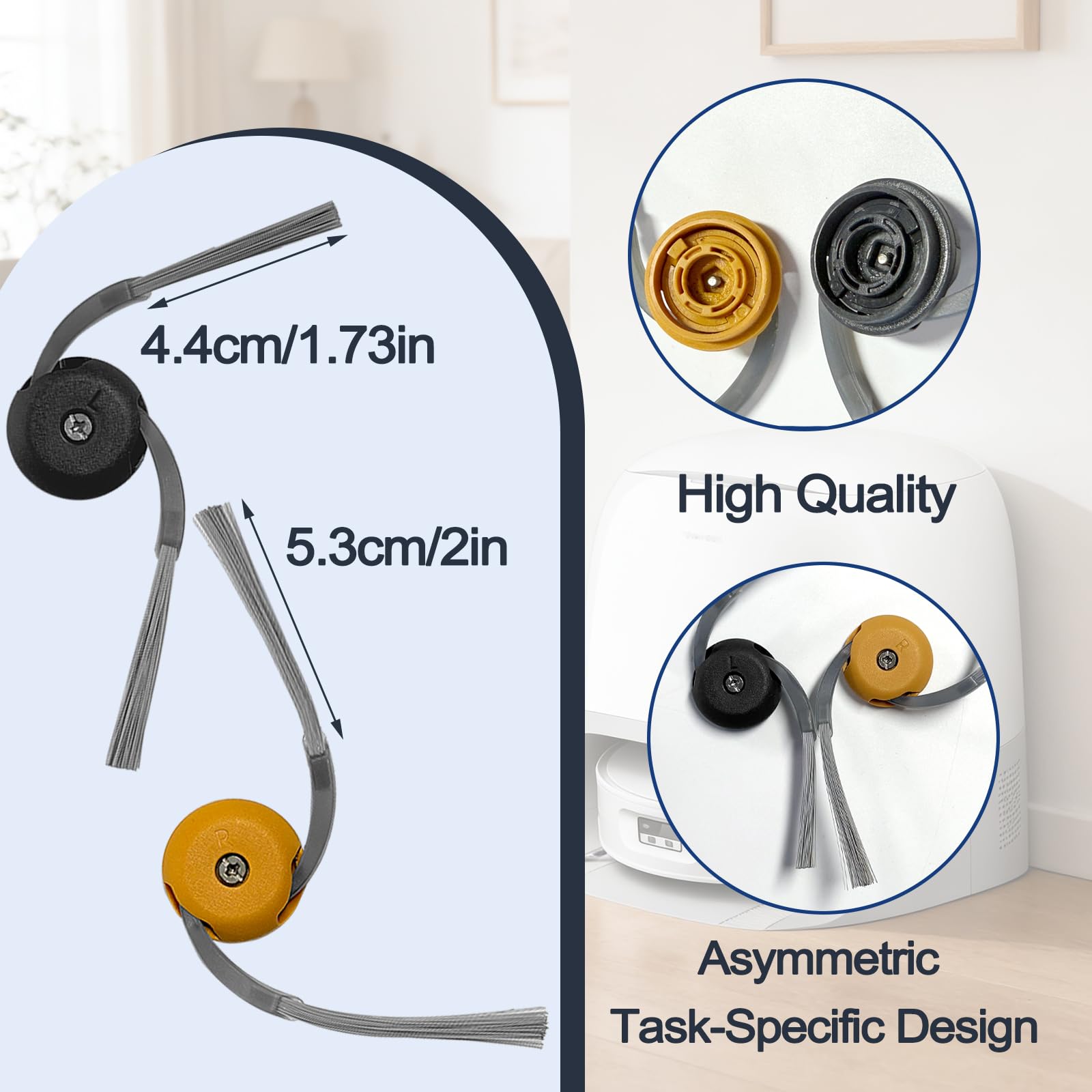 Kit di accessori di ricambio, compatibile con Roborock Qrevo Curv 2 Flow, accessori per robot aspirapolvere: 2 spazzole principali, 8 spazzole laterali, 6 filtri HEPA, 4 mocio a rullo e 8 sacchetti