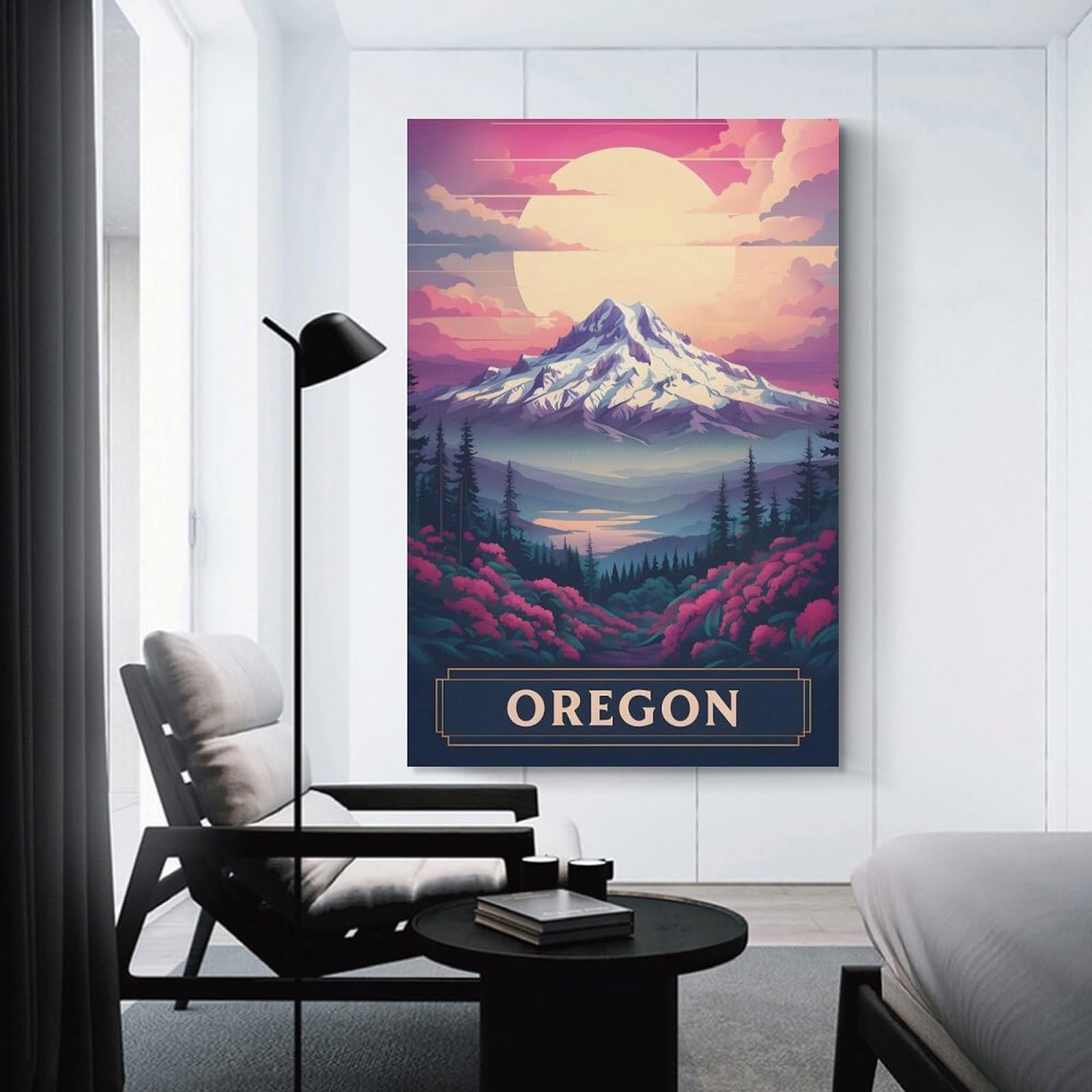 Junmoney Unframe-Style-19-1 Wall Picture Print Oregon Mountain Landscape Art, 24X36inch(60X90cm), For Wall Displays, Bedrooms Or Room Updates, Wall Decor Suited To Curated Displays